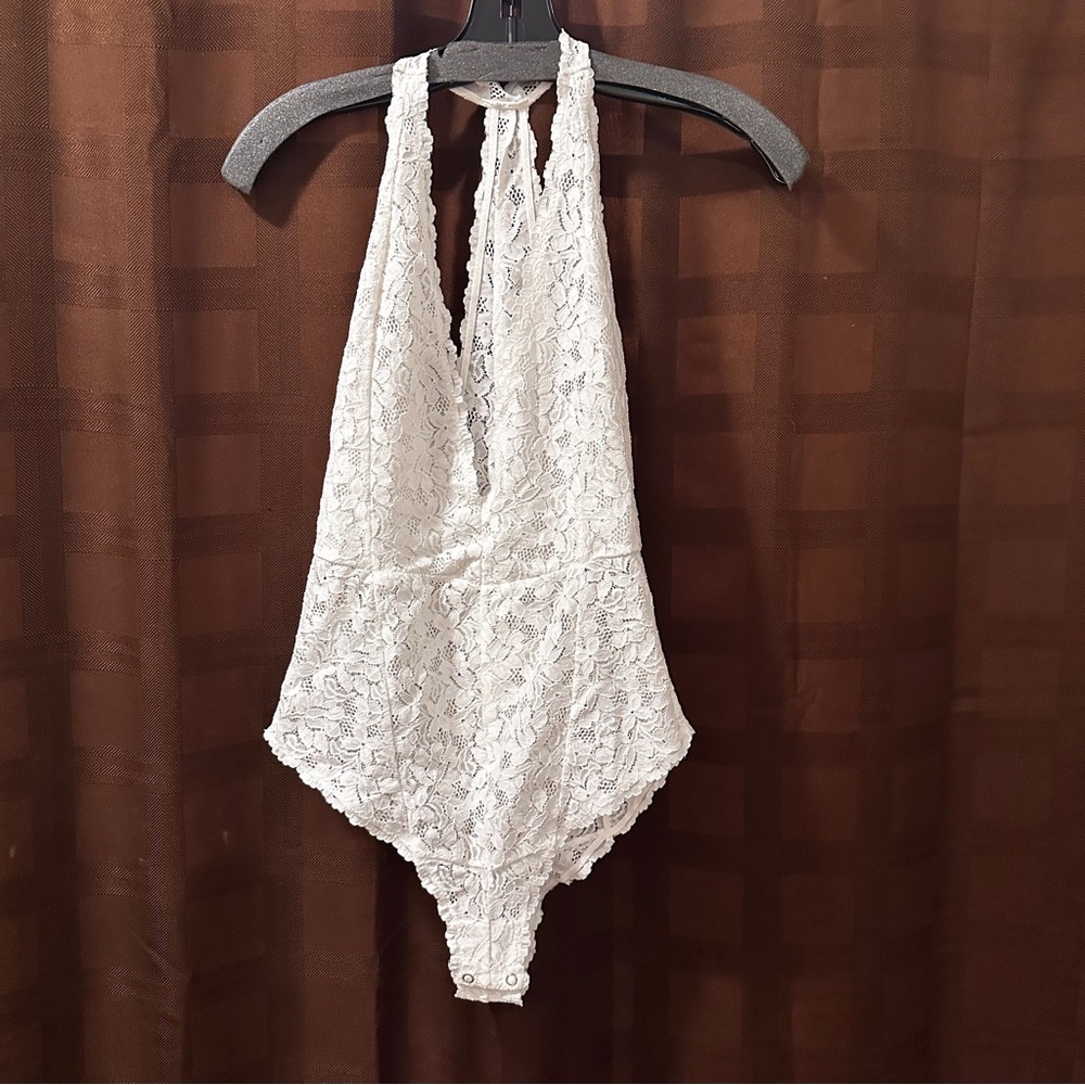 NEW Free People White Avery Lace Bodysuit size Large - Picture 7 of 14